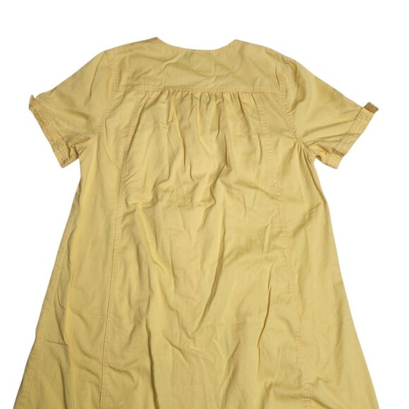 Vintage Koret Women’s Yellow Denim Dress With Pockets 100% Cotton Button Up Sz L - Picture 5 of 11